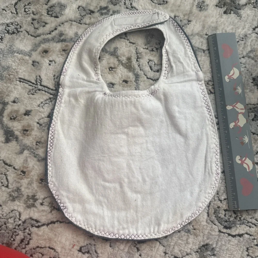 Infant Baby Denim Cloth Bib W/ Embroidery With Adjustable Closure